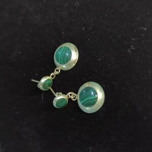 #19 Malachite Vintage 925 Sterling earrings
